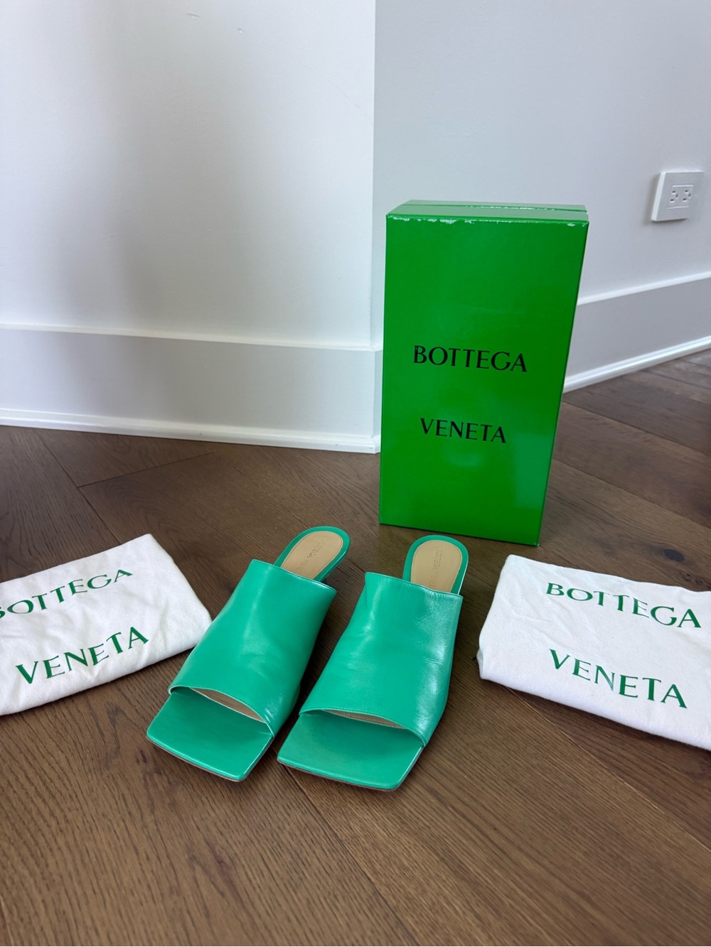 Bottega Veneta Stretch Mule Sandals Acid Turquoise EU 40